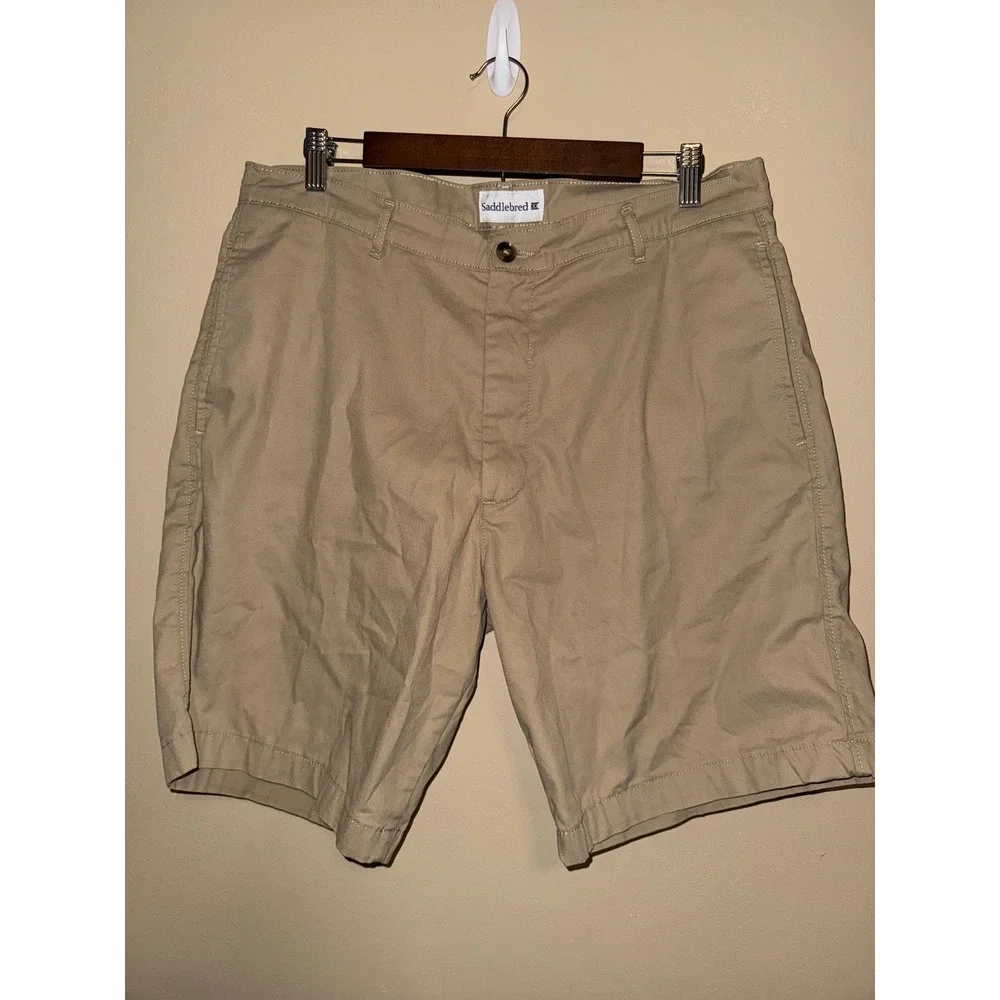 Saddlebred Mens Khaki Tan Chino Shorts Size 36Wx9
